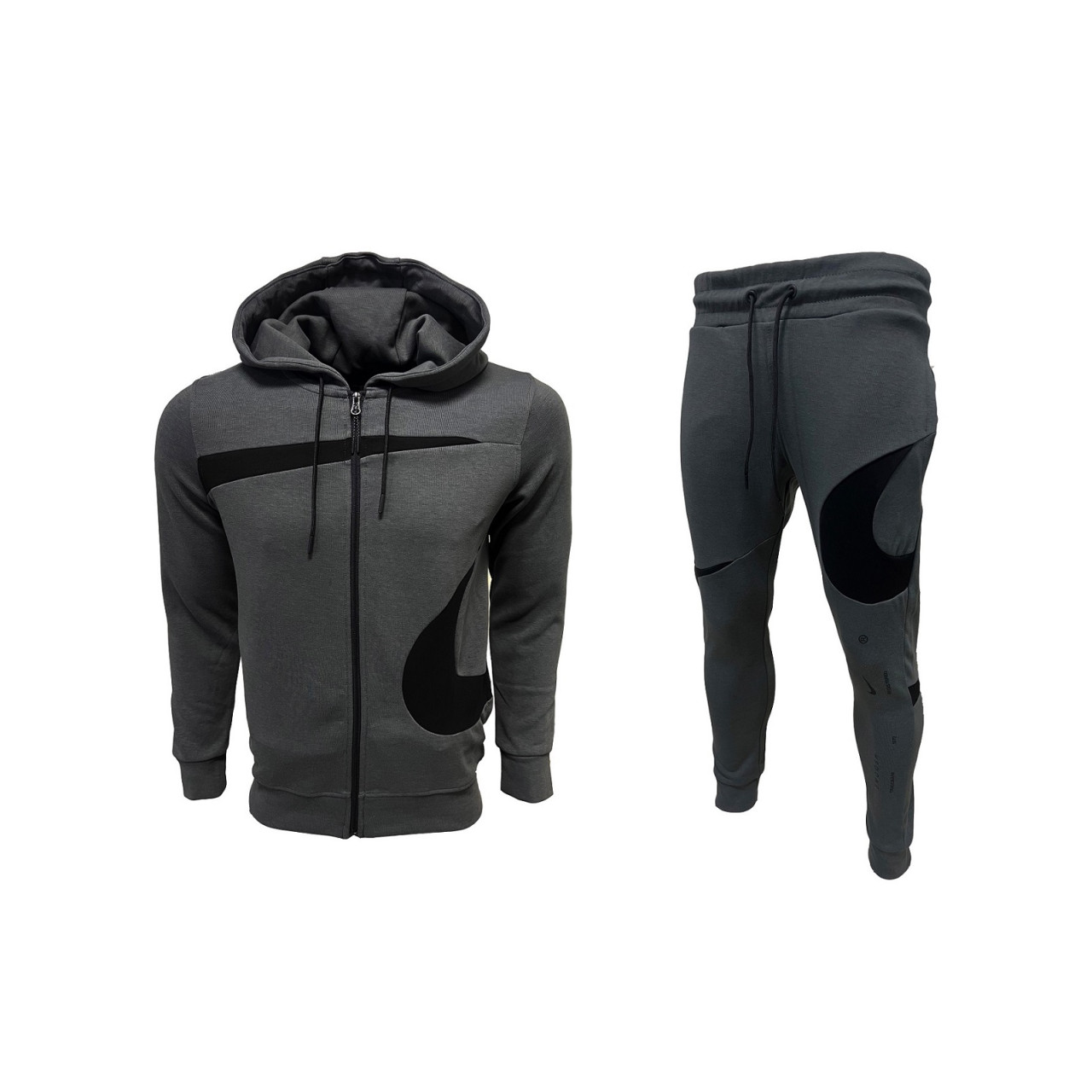 Мъжки спортен екип Nike Swoosh Tracksuit Dark Grey Black