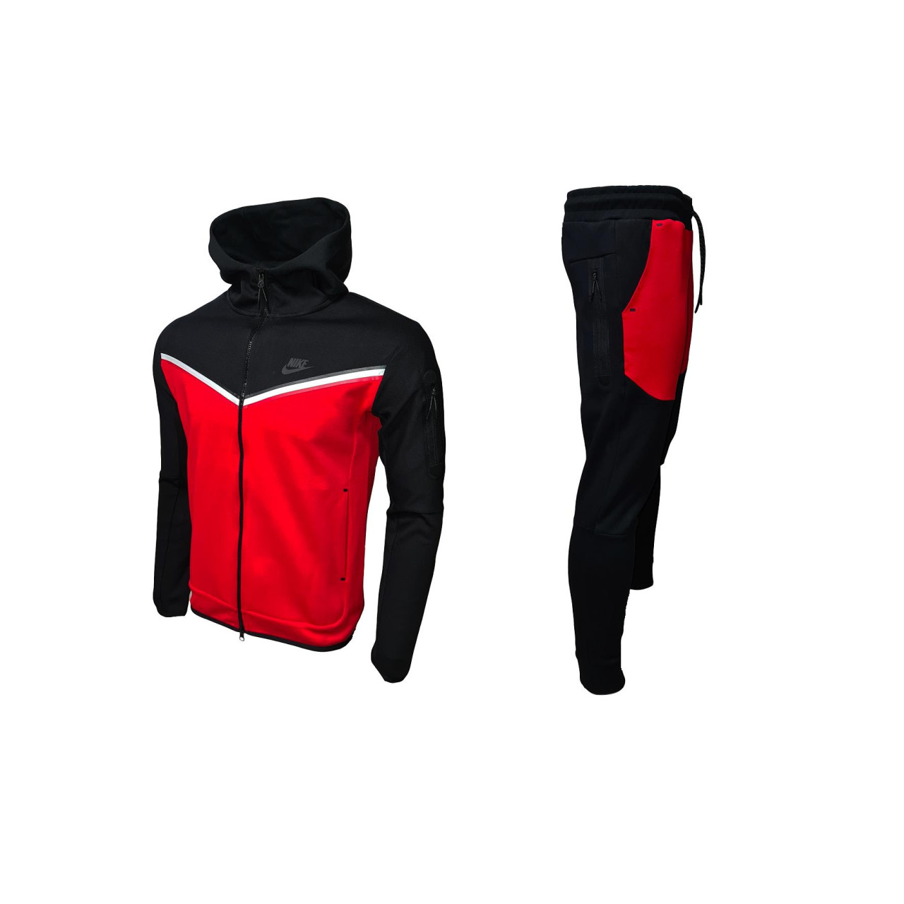 Мъжки спортен екип Nike Tracksuit Tech Fleece Black Red