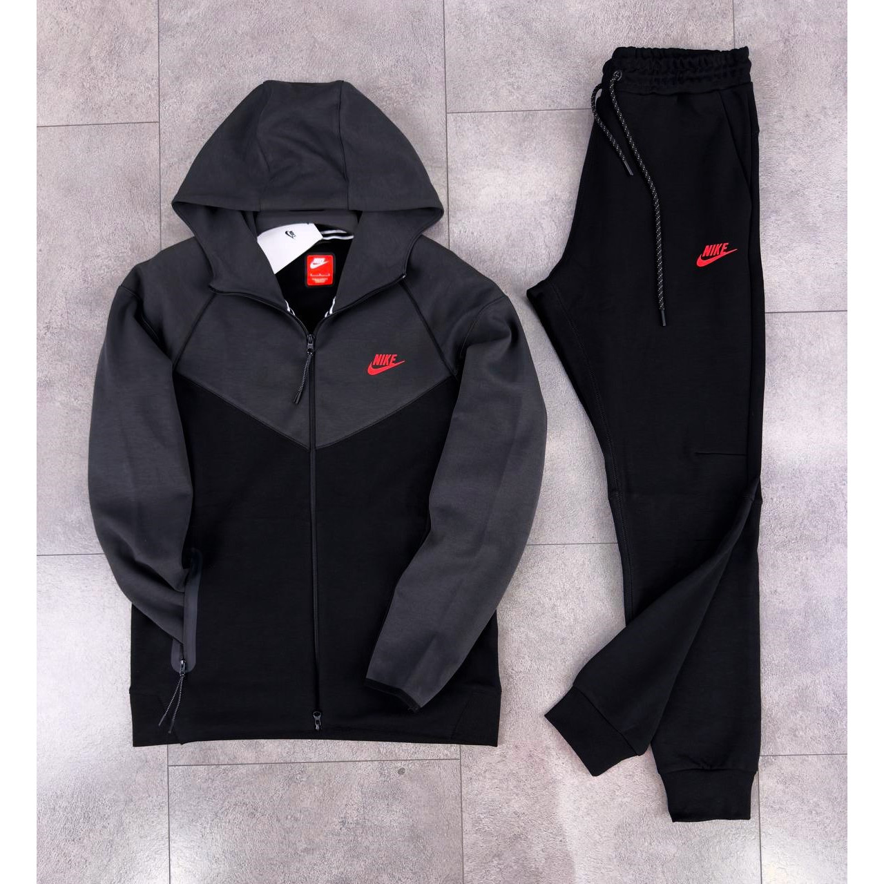  Мъжки спортен екип Nike Tracksuit Tech Fleece Black Dark Grey New Model