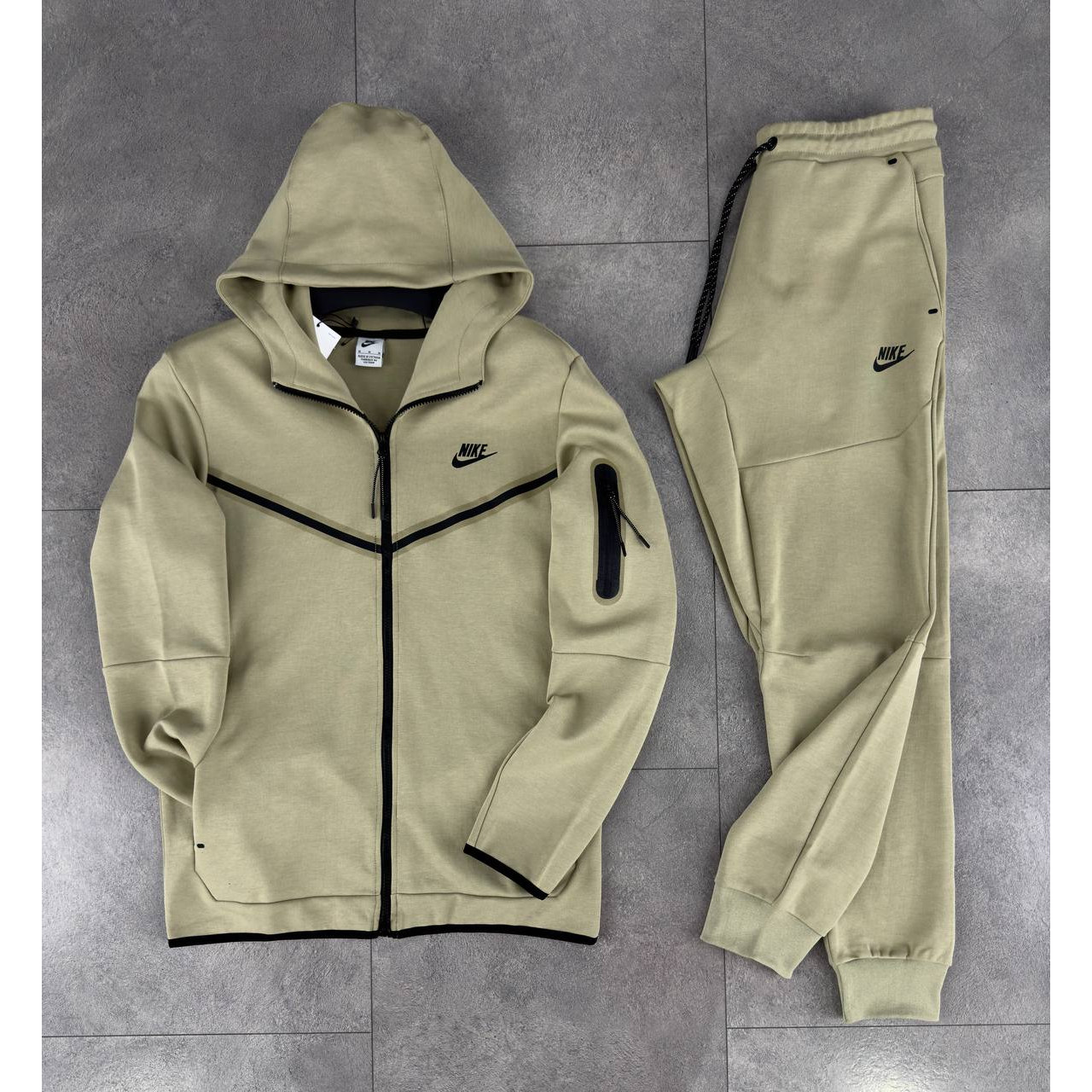  Мъжки спортен екип Nike Tracksuit Tech Fleece Green Beige New Model