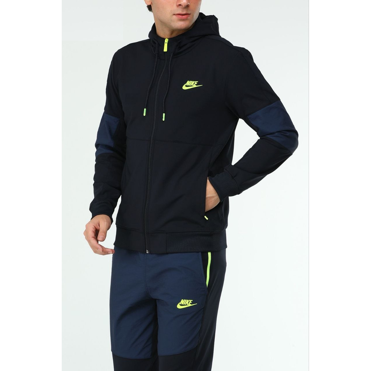 Мъжки екип Nike Tracksuit  Dark Blue Electric Green